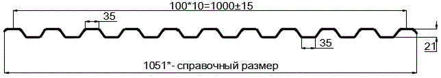 Фото: Профнастил оцинкованный С21 х 1000 (ОЦ-01-БЦ-0.55) в Черноголовке