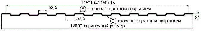 Фото: Профнастил С8 х 1150 - B Двусторонний (ПЭ_Д-01-8017-0.4±0.08мм) в Черноголовке