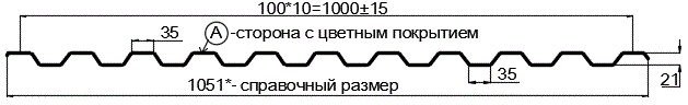 Фото: Профнастил С21 х 1000 - A RETAIL (ПЭ-01-3005-СТ) в Черноголовке